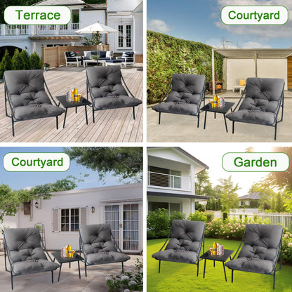 NomadNomics 3-teiliges Gartenmöbel Set für Balkon & Terrasse, Metallrahmen