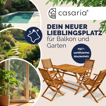 Casaria® 5-teiliges Gartenmöbel Set, Holz Akazie, Klappbar, Terrasse & Balkon