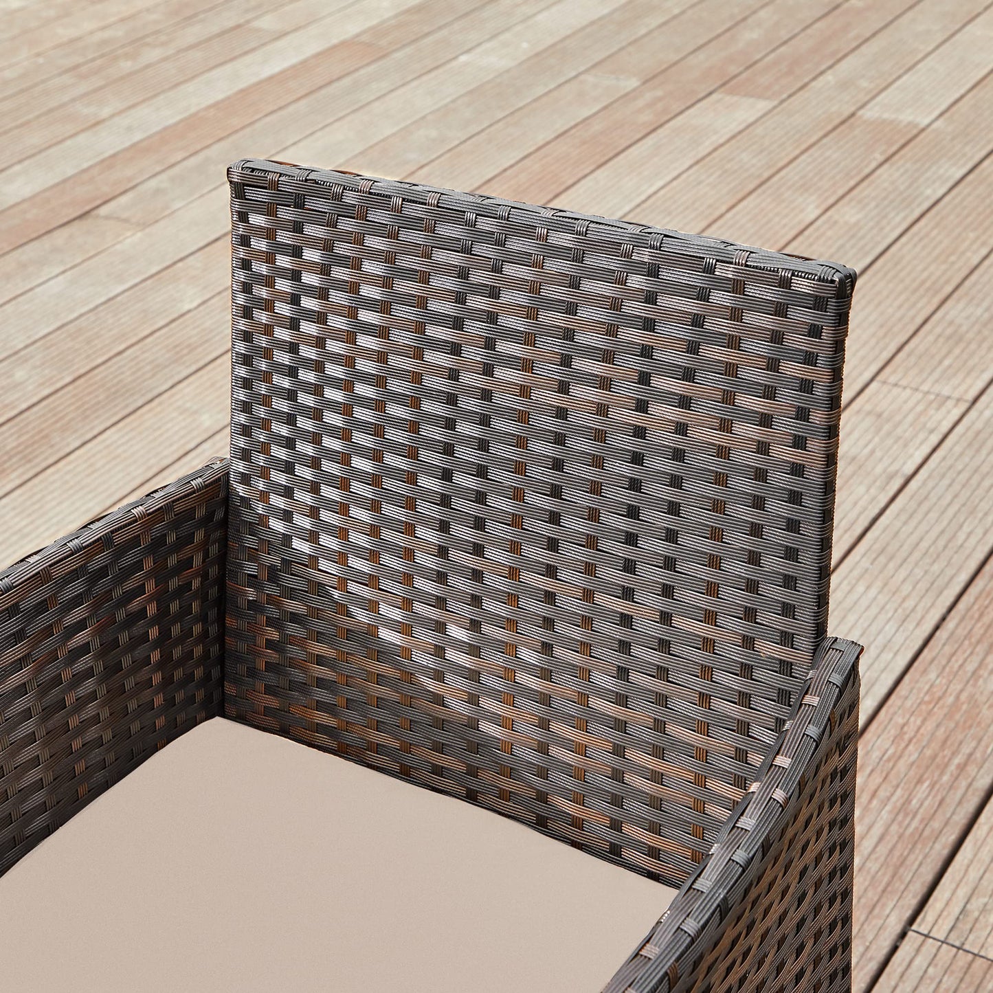 SONGMICS Gartenmöbel Set, Polyrattan Lounge, Terrasse & Balkon, Braun-Taupe