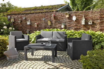 Allibert Victoria Lounge Sofa 2-Sitzer, Rattan, wetterfest, Grau