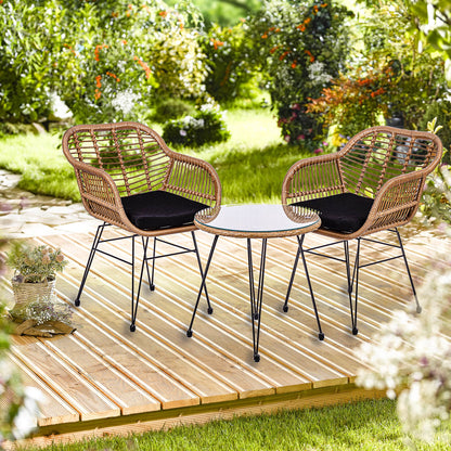 STILISTA 3-teiliges Outdoor Bistroset, 2 Lounge Sessel & Beistelltisch